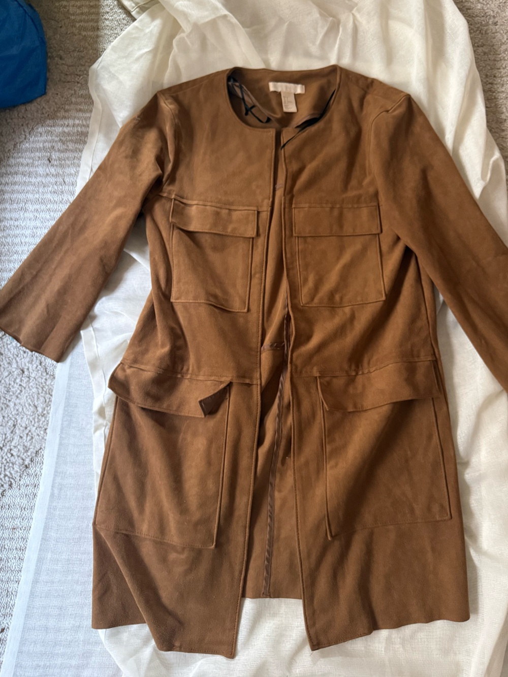 H&M Brown Suede Utility Shirt Jacket